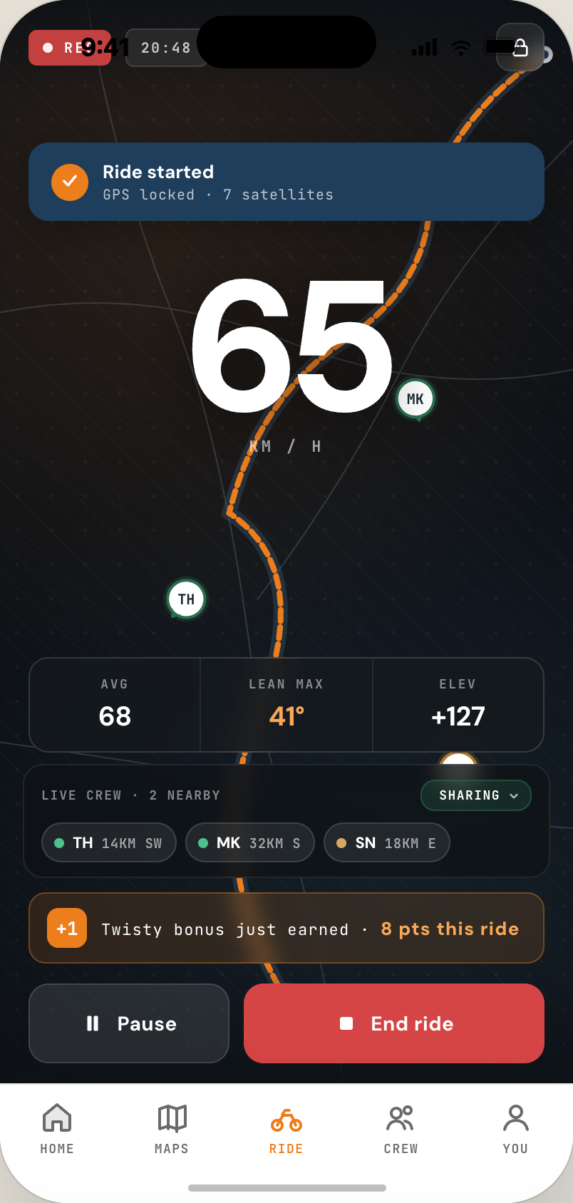 MotoRide live HUD